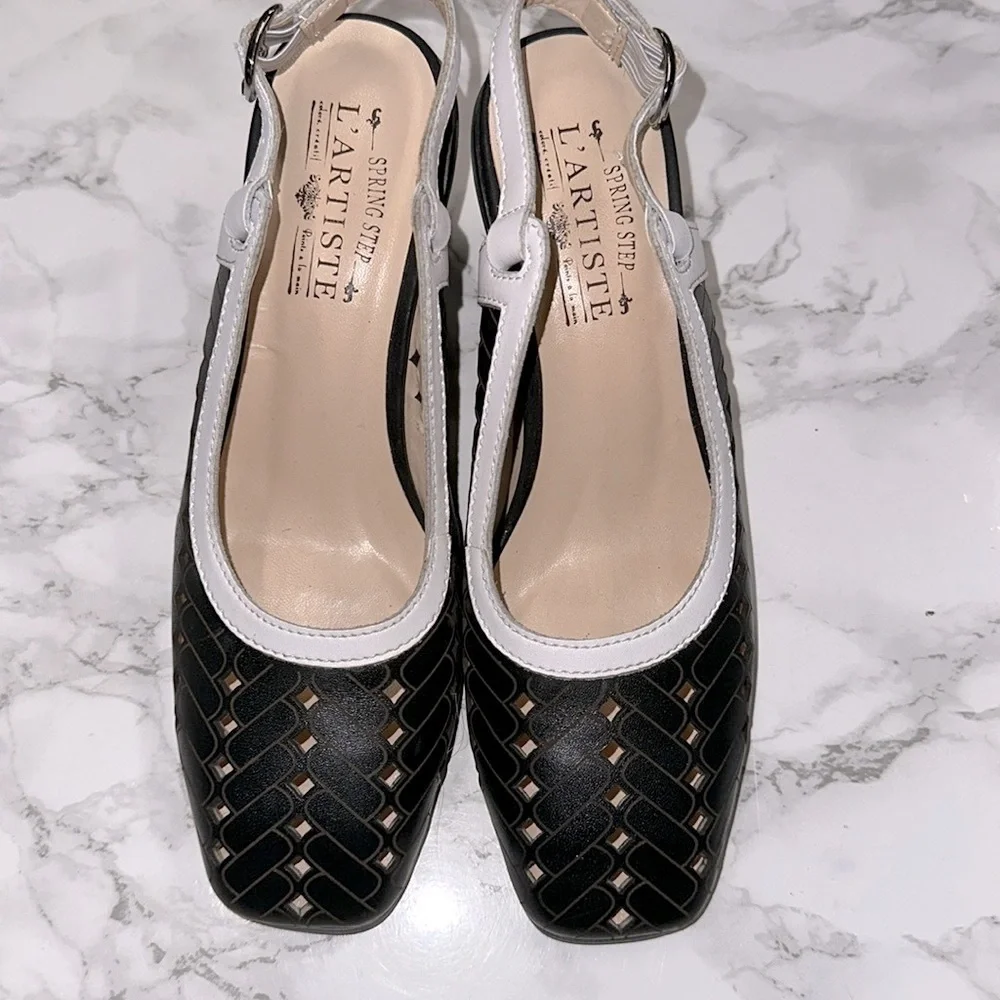L'artiste Black and Brown Slingback Heels size 36/US 5 1/2-6